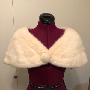 Vintage 50s Cream Rabbit Stole - Wedding Worthy!